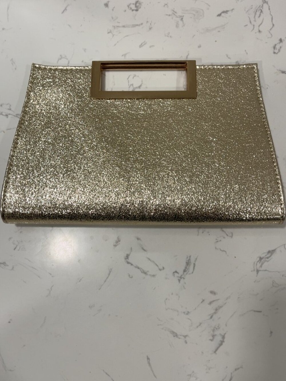 Gold Metallic Glitter Clutch Purse – Statement Evening Bag – NEW, Never Used!